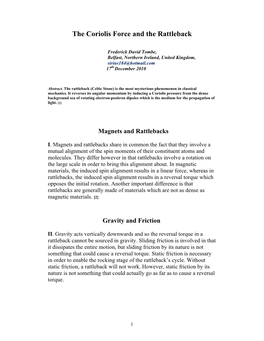 The Coriolis Force and the Rattleback