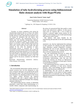 Simulation of Tube Hydroforming Process Using Bidimensional Finite Element Analysis with Hyperworks