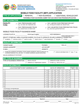 Mobile Food Facility (Mff) Application