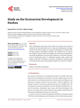 Study on the Ecotourism Development in Dazhou