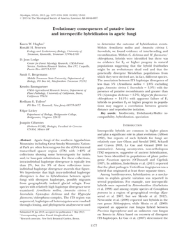 And Interspecific Hybridiation in Agaric Fungi