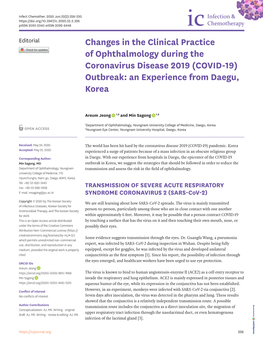 (COVID-19) Outbreak: an Experience from Daegu, Korea