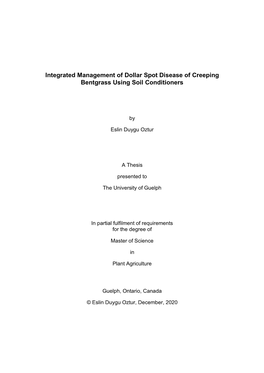 Integrated Management of Dollar Spot Disease of Creeping Bentgrass Using Soil Conditioners