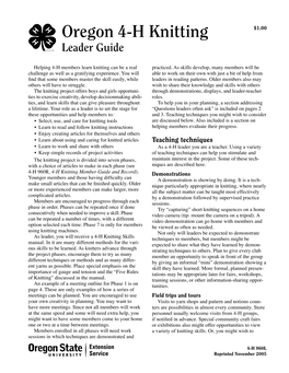 Oregon 4-H Knitting Leader Guide
