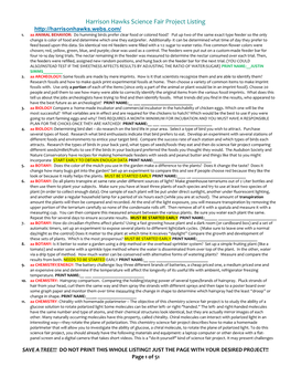 Harrison Hawks Science Fair Project Listing 1