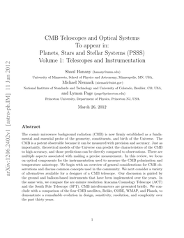 CMB Telescopes and Optical Systems to Appear In: Planets, Stars and Stellar Systems (PSSS) Volume 1: Telescopes and Instrumentation