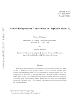 Model-Independent Constraints on Topcolor from Rb