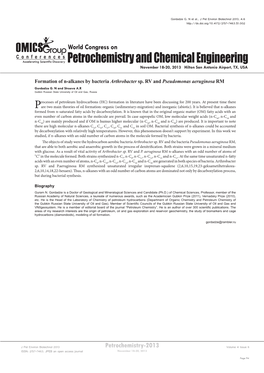 Petrochemistry and Chemical Engineering November 18-20, 2013 Hilton San Antonio Airport, TX, USA