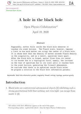 A Hole in the Black Hole