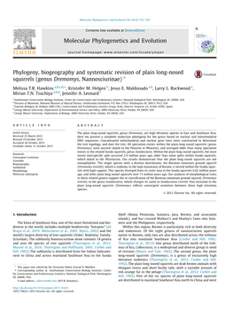 Phylogeny, Biogeography and Systematic Revision of Plain Long-Nosed Squirrels (Genus Dremomys, Nannosciurinae) Q ⇑ Melissa T.R