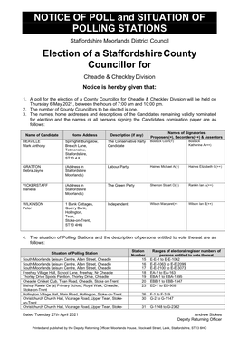 Notice of Poll and Polling Station Locations