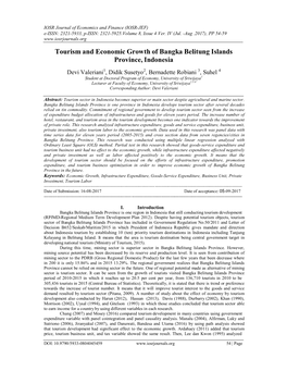 Tourism and Economic Growth of Bangka Belitung Islands Province, Indonesia