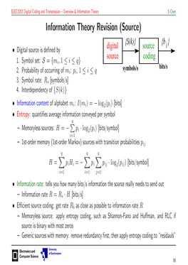 Information Theory Revision (Source)