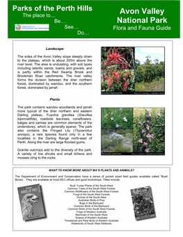 Avon Valley National Park Flora and Fauna Guide