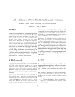 Dat - Distributed Dataset Synchronization and Versioning