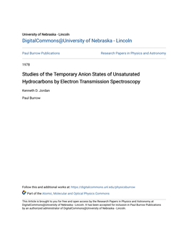 Studies of the Temporary Anion States of Unsaturated Hydrocarbons by Electron Transmission Spectroscopy