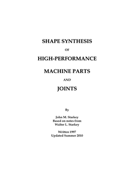Shape Synthesis Notes