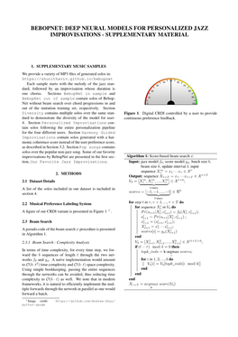 Bebopnet: Deep Neural Models for Personalized Jazz Improvisations - Supplementary Material