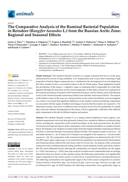 The Comparative Analysis of the Ruminal Bacterial Population in Reindeer (Rangifer Tarandus L.) from the Russian Arctic Zone: Regional and Seasonal Effects