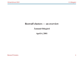 Beowulf Clusters — an Overview
