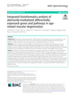 Integrated Bioinformatics Analysis of Aberrantly-Methylated