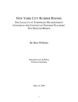 New York City Rubber Rooms: the Legality of Temporary Reassignment Centers in the Context of Tenured Teachers’ Due Process Rights