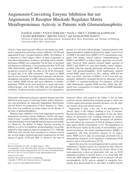 Angiotensin-Converting Enzyme Inhibition but Not Angiotensin II Receptor Blockade Regulates Matrix Metalloproteinase Activity in Patients with Glomerulonephritis