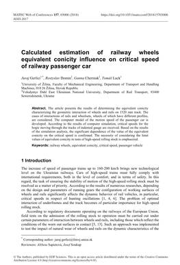 Calculated Estimation of Railway Wheels Equivalent Conicity Influence on Critical Speed of Railway Passenger Car