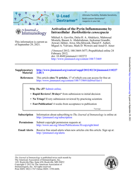 Burkholderia Cenocepacia Intracellular Activation of the Pyrin