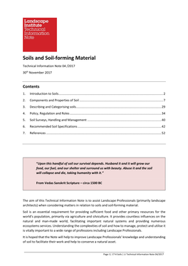 Soils and Soil-Forming Material Technical Information Note 04 /2017 30Th November 2017