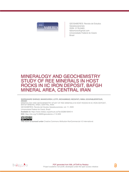 Mineralogy and Geochemistry Study of Ree Minerals in Host Rocks in Iic Iron Deposit, Bafgh Mineral Area, Central Iran