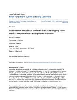 Genome-Wide Association Study and Admixture Mapping Reveal New Loci Associated with Total Ige Levels in Latinos