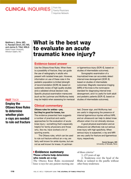 What Is the Best Way to Evaluate an Acute Traumatic Knee Injury?