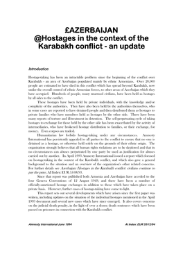 £AZERBAIJAN @Hostages in the Context of the Karabakh Conflict - an Update