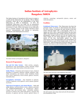 Indian Institute of Astrophysics Bangalore 560034