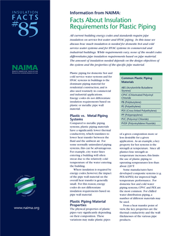 Facts About Insulation Requirements for Plastic Piping