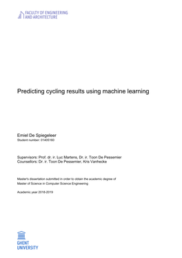 Predicting Cycling Results Using Machine Learning