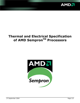 Thermal and Electrical Specification of AMD Semprontm Processors