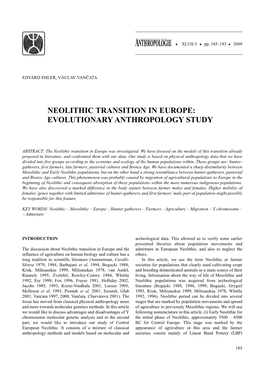 Neolithic Transition in Europe: Evolutionary Anthropology Study