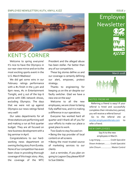 EMPLOYEE NEWSLETTER | KUTV, KMYU, KJZZ ISSUE 7 Employee Newsletter