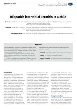 Idiopathic Interstitial Keratitis in a Child 35