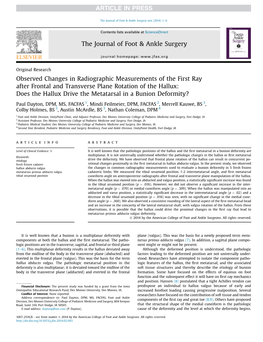 Observed Changes in Radiographic Measurements of The