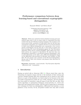 Performance Comparison Between Deep Learning-Based and Conventional Cryptographic Distinguishers