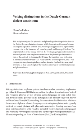 Voicing Distinctions in the Dutch-German Dialect Continuum﻿