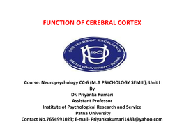 Function of Cerebral Cortex