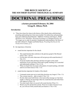 The Southern Baptist Theological Seminary Doctrinal Preaching