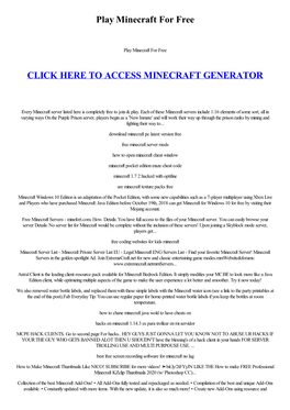 Play Minecraft for Free