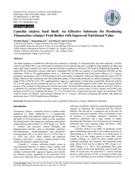 Camellia Oleifera Seed Shell: an Effective Substrate for Producing Flammulina Velutipes Fruit Bodies with Improved Nutritional Value