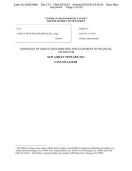 Schedules of Assets and Liabilities and Statement of Financial Affairs for New Ashley Stewart, Inc