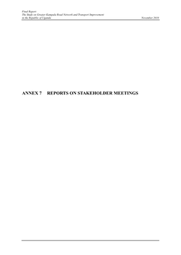 Annex 7 Reports on Stakeholder Meetings